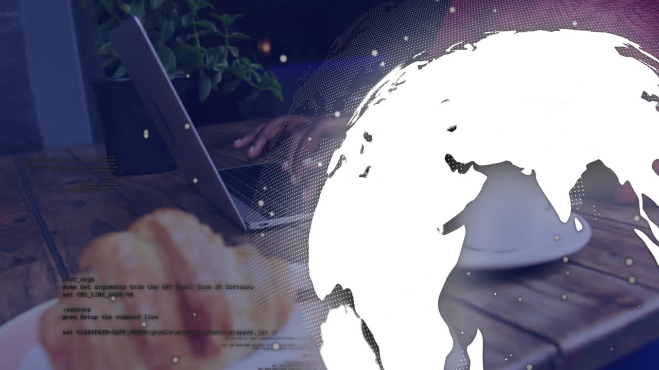 animación del globo y procesamiento de datos a través de una computadora portátil