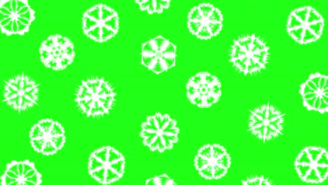 navidad diferentes tipos de copos de nieve, efecto nevada en un fondo de pantalla verde. animación 4k.