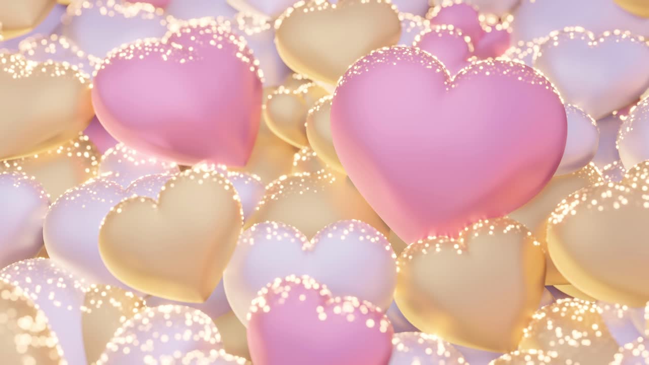 Cuori 3D sovrapposti. Glitter decorava i cuori