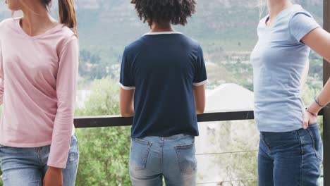 Slow-motion-video-of-diverse-women-wearing-t-shirts-with-copy-space