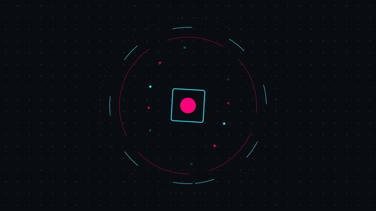 Abstract Motion Graphic with Rotating Square and Circular Elements