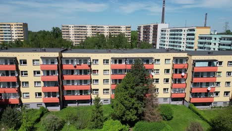 residential apartment buildings and green spaces