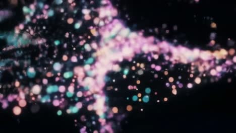 vibrant particles of light gracefully swirl and twirl through the vastness of space, creating a captivating visual spectacle