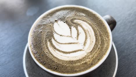 perfect hot black sesame latte art cafe
