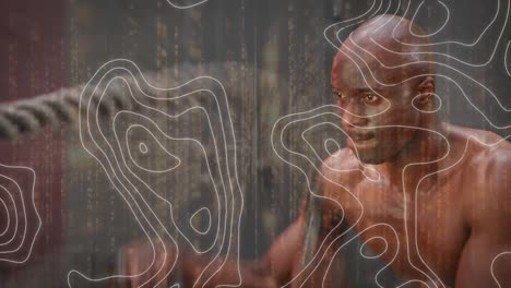 animación de la interfaz digital con procesamiento de datos y red de conexiones a través de sportsman