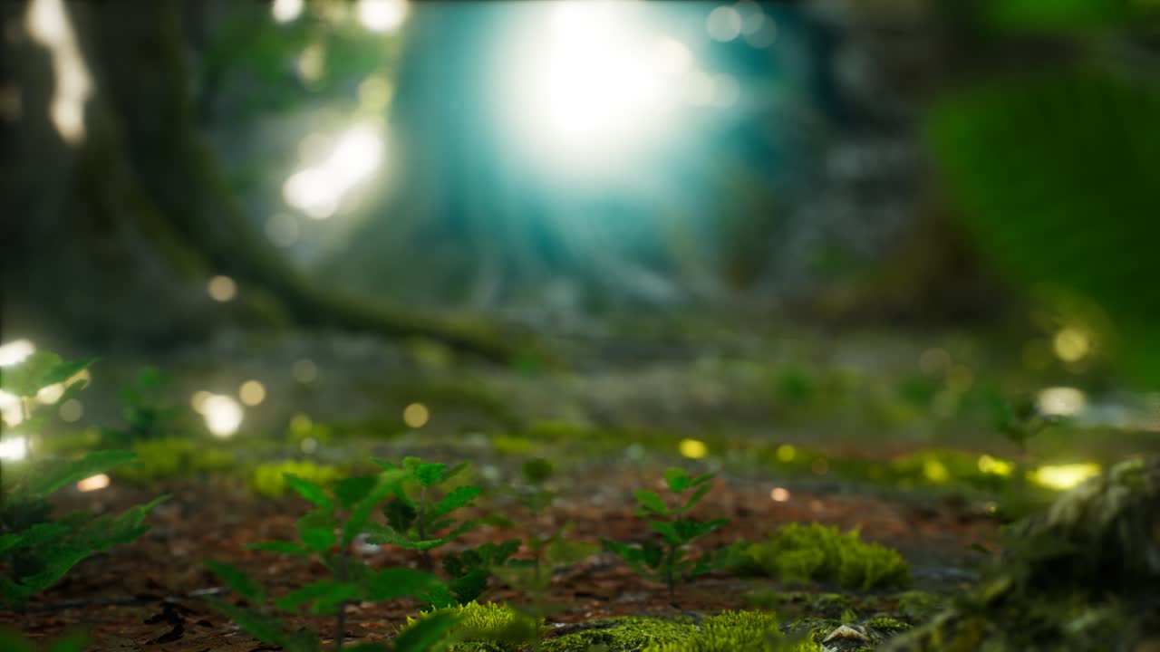 ⁇ 빛 광선 이 열대 우림 의 잎 을 통해  ⁇ 아져 나온다