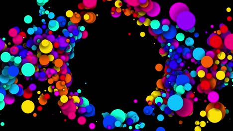 animación 2d de círculos. 4k bucle de fondo abstracto sin costuras, hermosos círculos multicolores en estilo plano. luma mate como canal alfa. estructura redonda