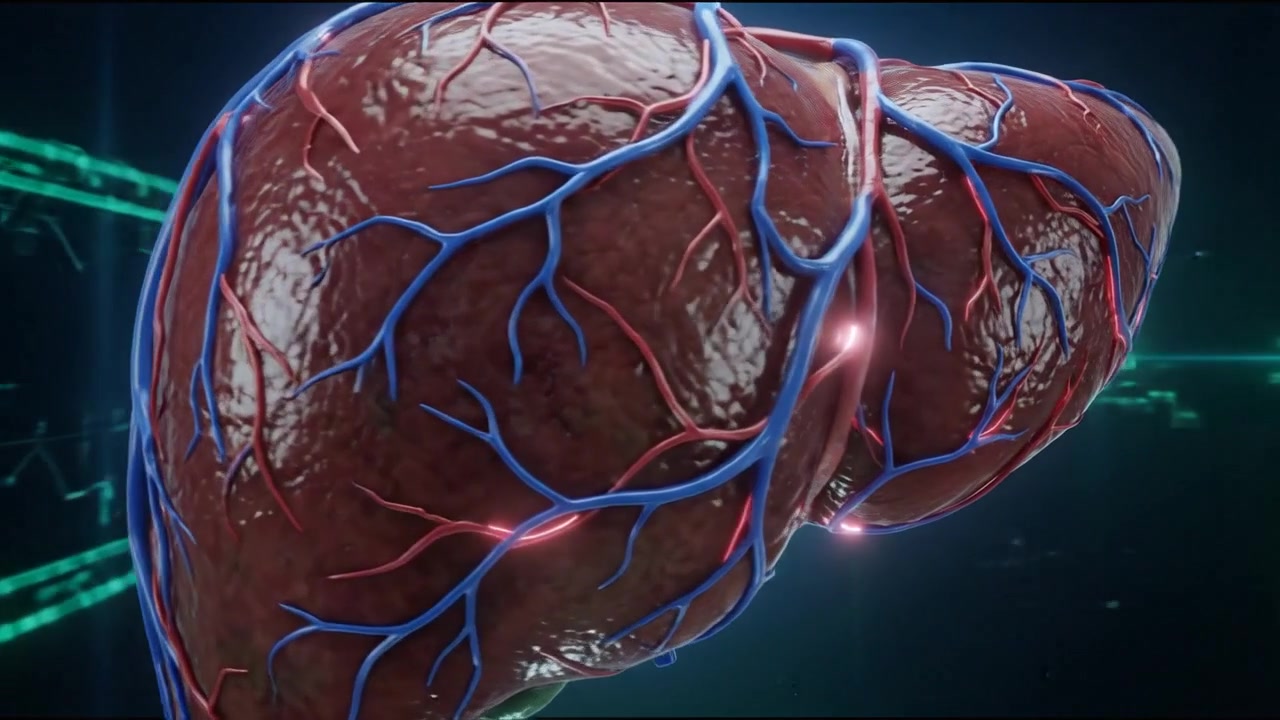 3D Medical Animation of Human Liver Anatomy Rotating