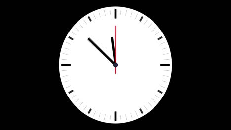 reloj animado con fondo negro para teclado, cara de reloj blanca, últimos 10 minutos de medianoche