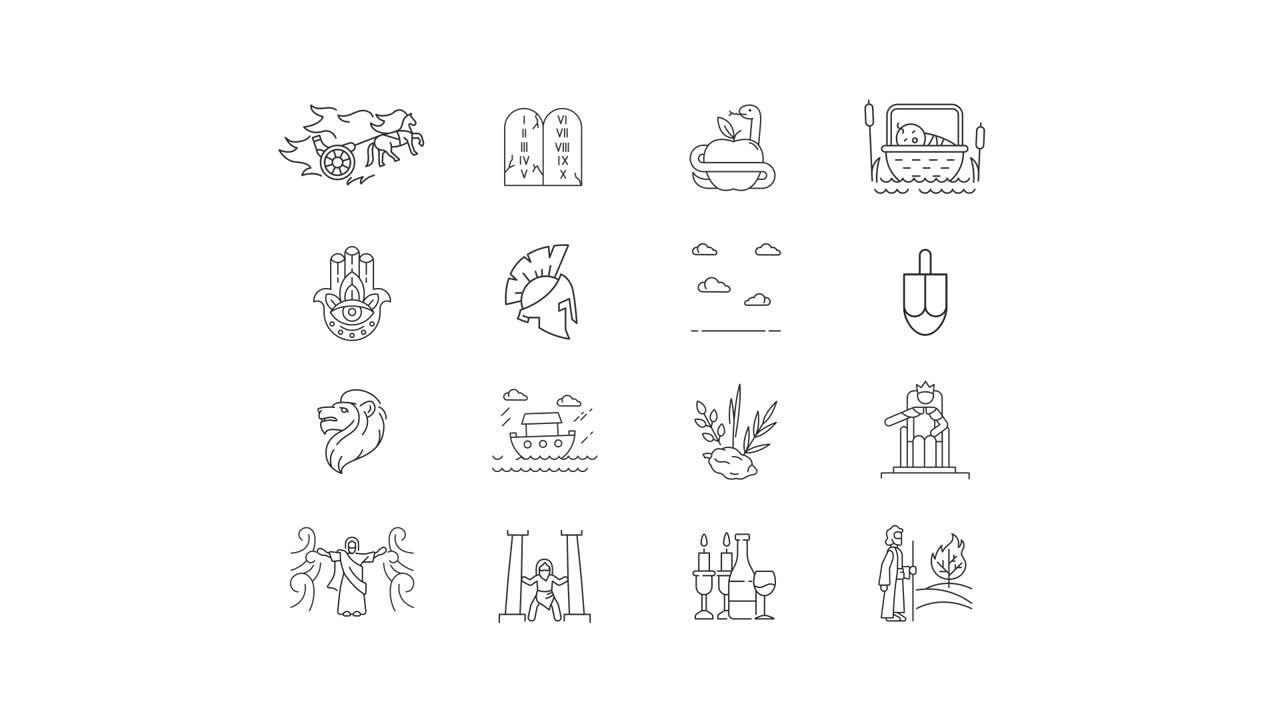 Biblical and Jewish Symbols Line Art