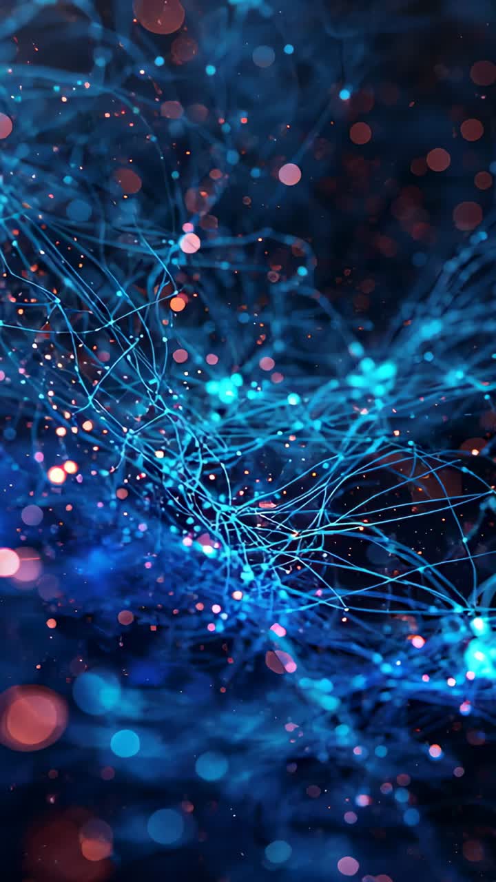 Vertical video: Panning web pulsing and revealing links in navy void, with cyan lines and nodes