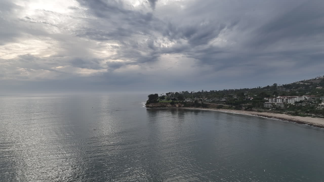 Santa Barbara California on a cloudy day. View of the ocean.