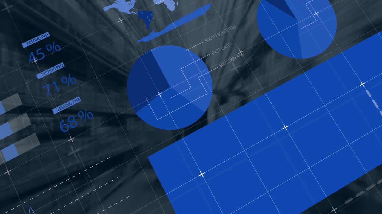 Animation of financial data processing over warehouse