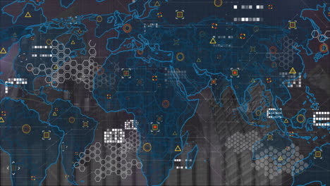 animación del mapa del mundo sobre el procesamiento de datos