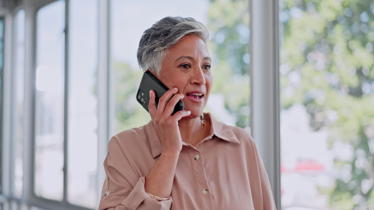 Senior woman, phone call and communication