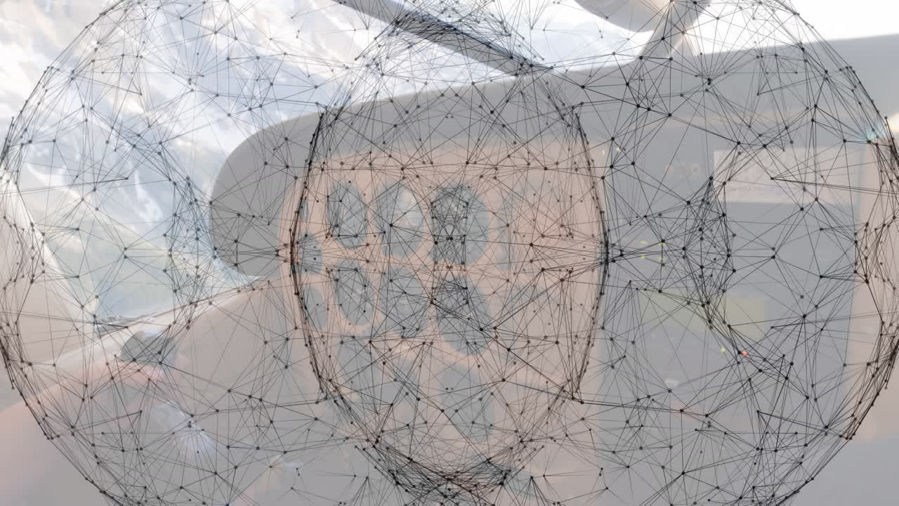 산 위를 날아다니는 헬리 ⁇ 터 조종실 위에서 폭발하고 모양을 형성하는 지구의 애니메이션