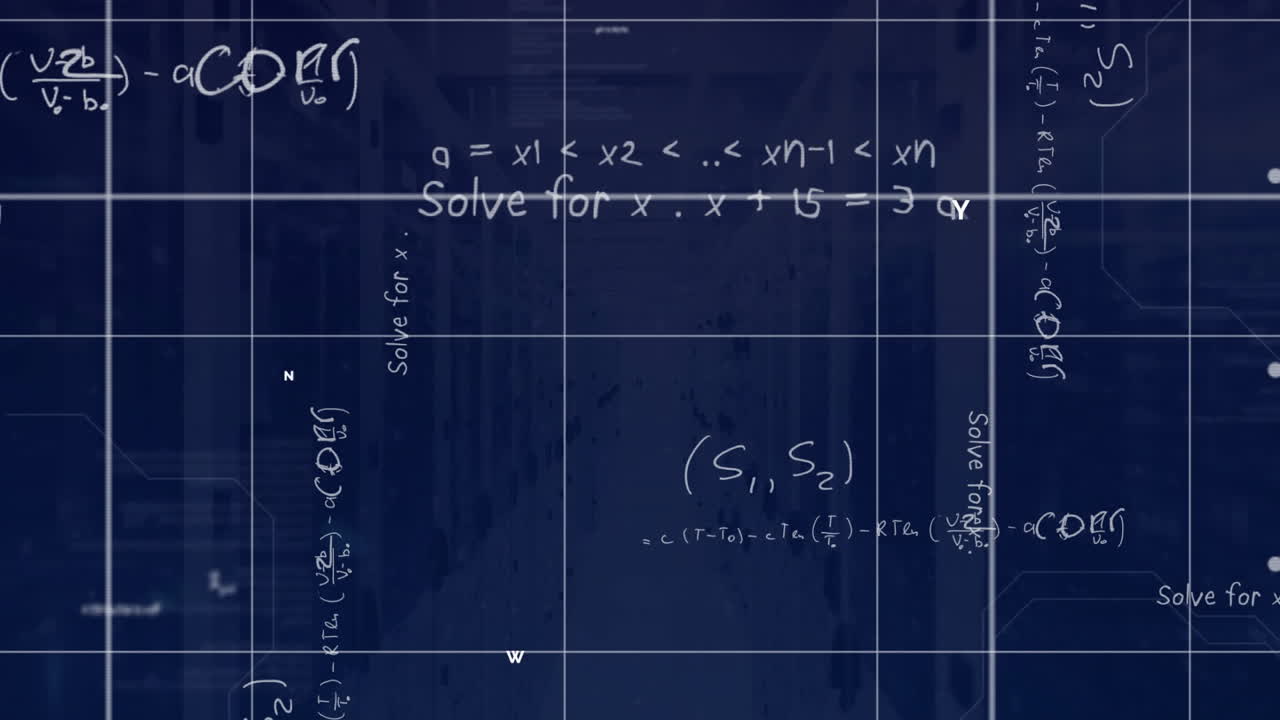 Animation of mathematical equations over server room