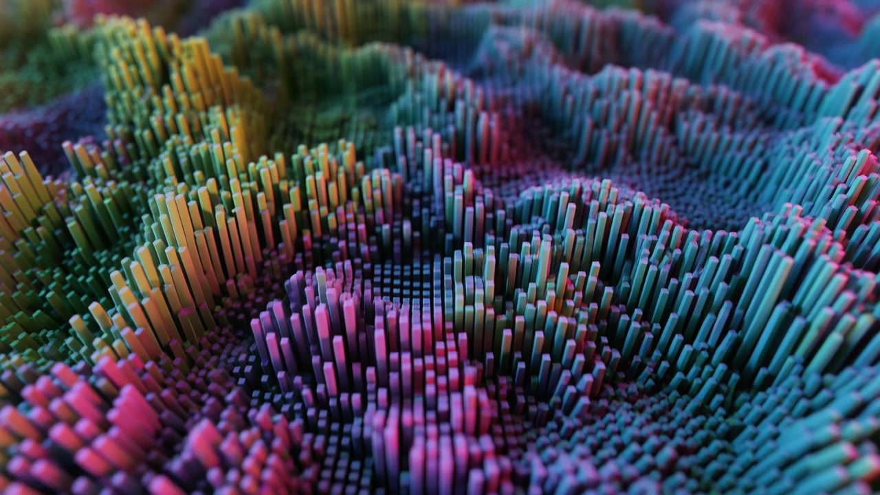 Fundo de Movimento 3D Abstrato com Pilares Coloridos em Movimento