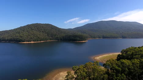 Flying-over-beautiful-lake