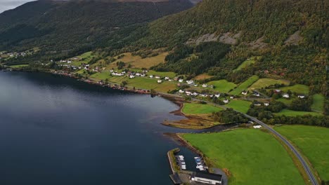 aerial over syvde, vanylven municipality, norway