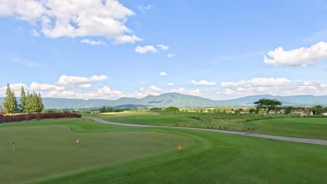 time-lapse of a scenic golf course landscape.