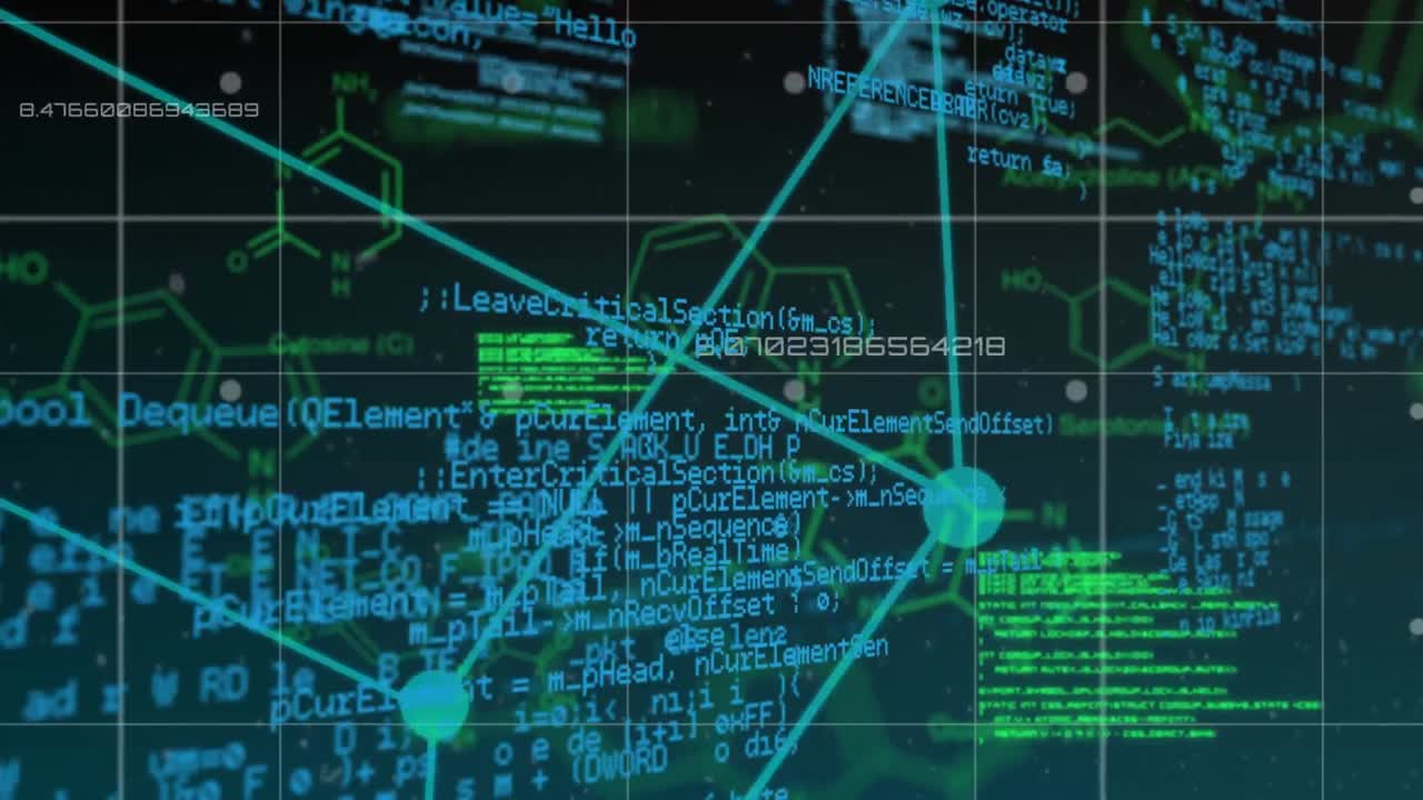 Animation of data processing over chemical compounds and grid