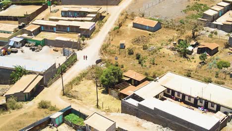 Birdseye-aerial-view-of-Loitokitok-kenya,-shanty-poor-neighborhood-of-Nairobi-suburbs,-Kenya