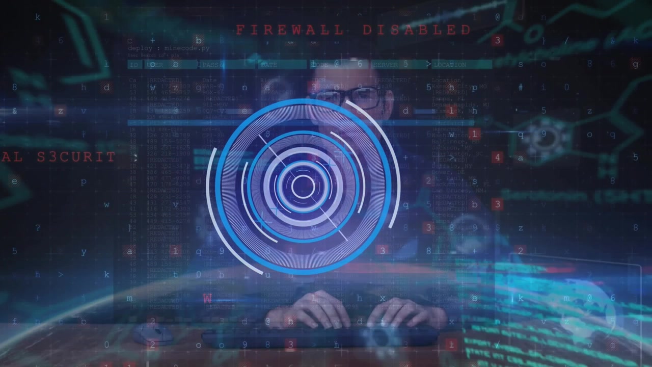 Video displays a globe with digital connections, symbolizing global tech growth.