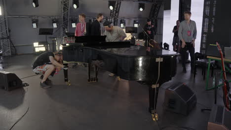 piano setup at a music festival