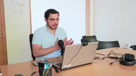 young professional in team video meeting