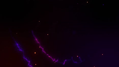 animación de rastros de luz rosada dando vueltas en fondo negro con manchas brillantes y círculos azules