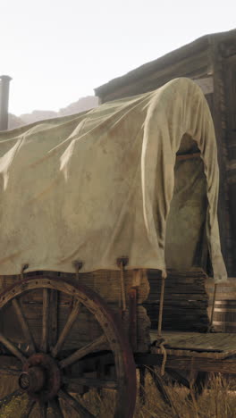 a covered wagon in the old west