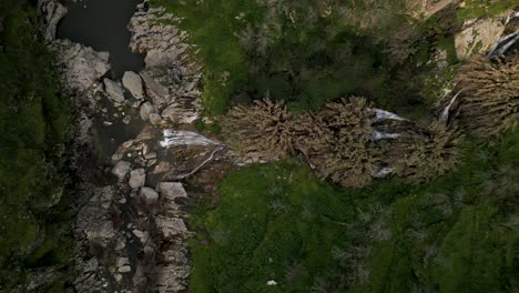 Drone-Shot-of-Cascading-Falls---Lamego,-Portugal