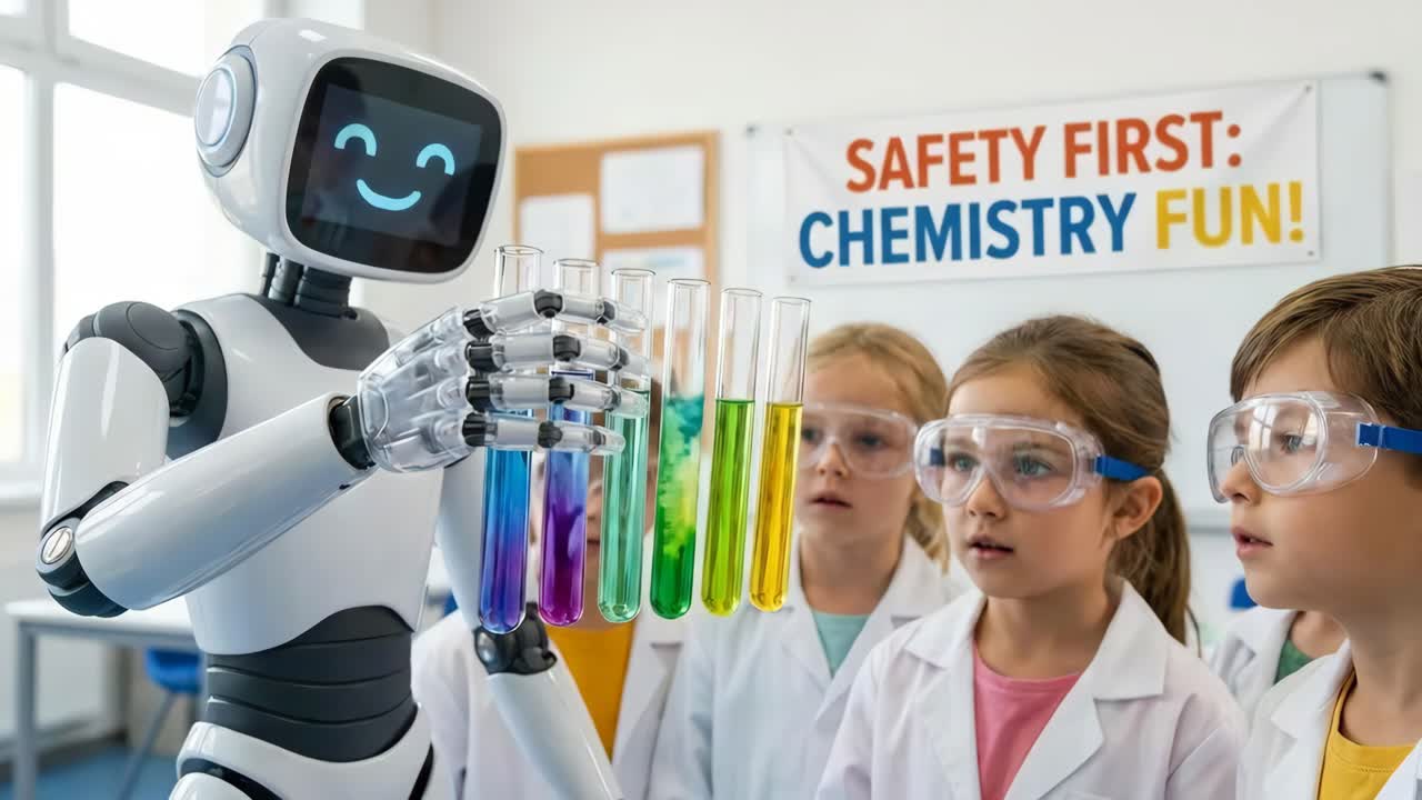 Robot Mengajari Kimia kepada Anak-Anak