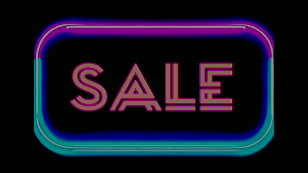 Animation neon light text SALE in neon border on black background for modern shop,retail, resort,bar display promotion or black Friday event business concept
