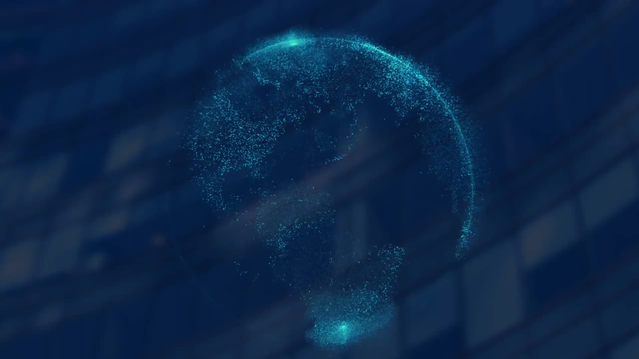 Animation of globe over modern building