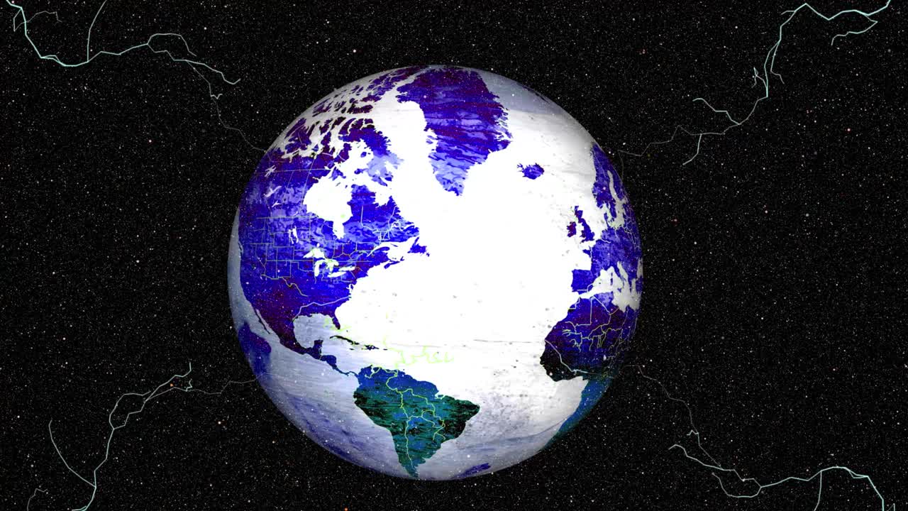 cielo de color oscuro iluminación de estrellas mundo globo tierra fondo de animación