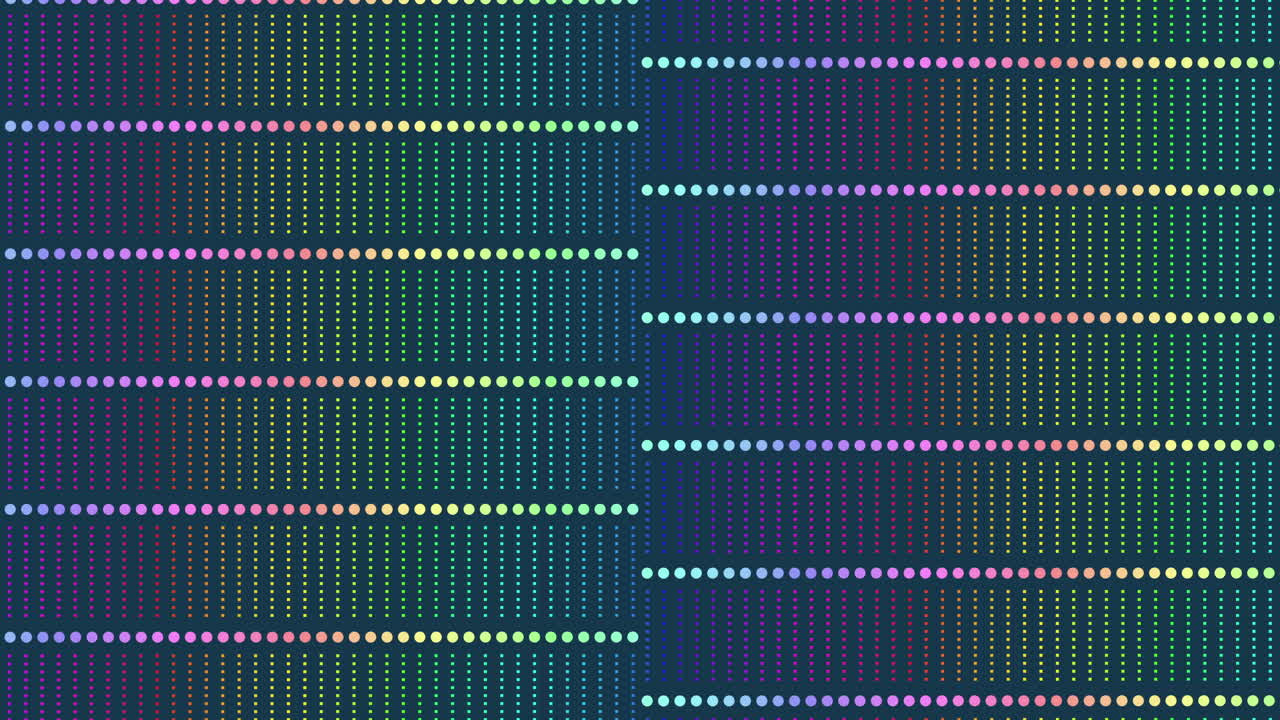 Neon dots pattern with rainbow color on blue gradient