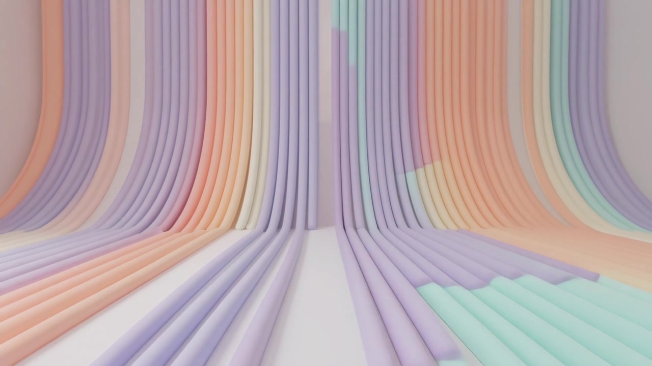 Abstract 3D Animation of Pastel Colored Tubes Changing Colors