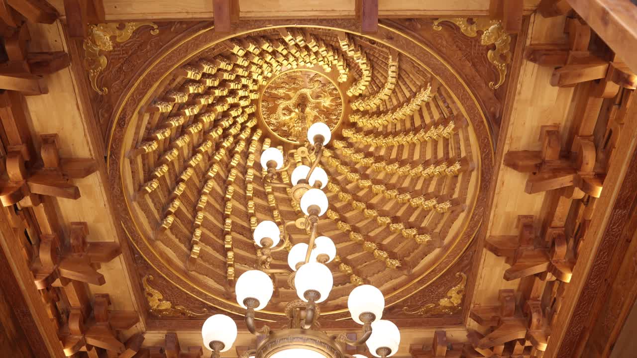 Decoorative chandelier in a buddhist temple in Chengdu China