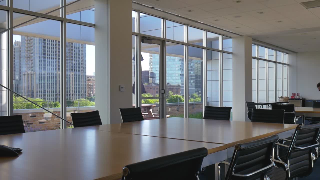 Empty Modern Conference Room with City View