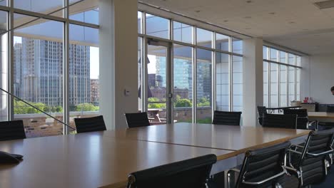 empty modern conference room with city view
