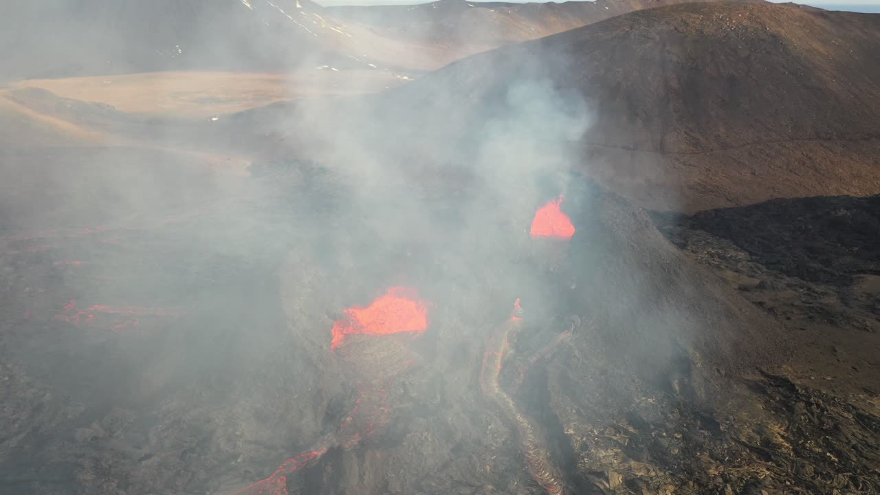 화산 폭발의 공중 사진