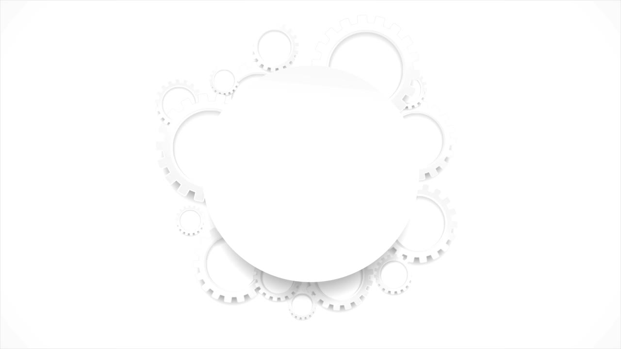 tecnología abstracta engranajes grises y círculo en blanco animación de video