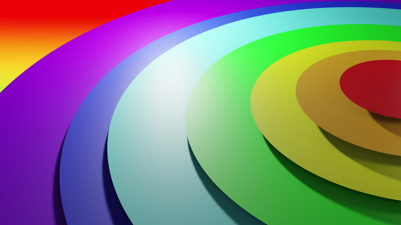 animación de círculos coloridos que se mueven sobre el fondo del arco iris