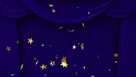 animation of yellow stars moving over curtain in theatre