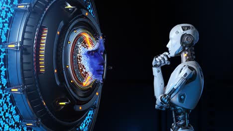 human like robot communicating with artificial intelligence