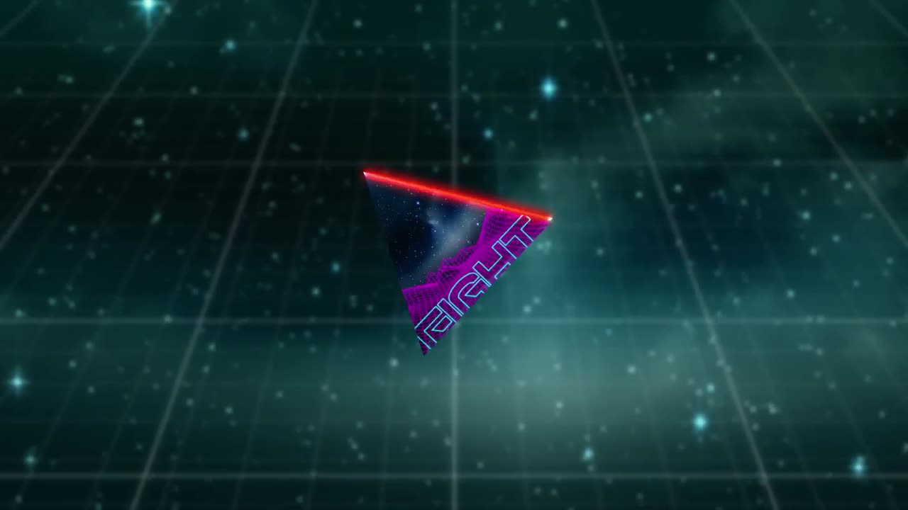 Animation vintage video game screen with neon word fight written