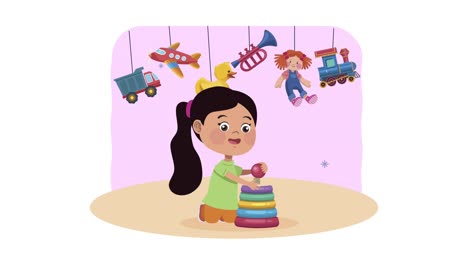 chica linda jugando con juguetes