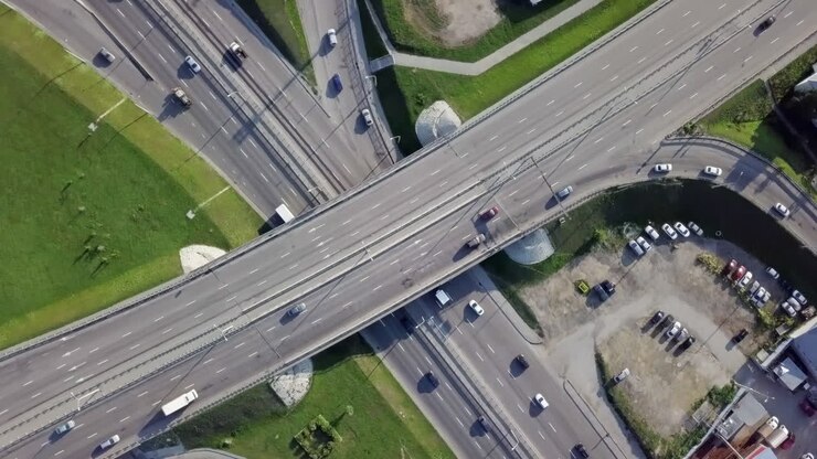 Aerial View of a Highway Intersection